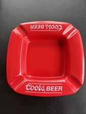 Vintage Red Hard Plastic Coors Beer Ashtray NOS Made In USA