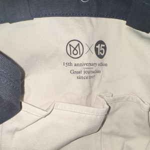 Monocle 15th Anniversary Canvas Tote Reusable Bag Large 15L 15x14x3 Blue