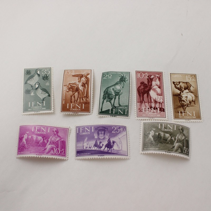 Lot Of 8 Ifni 1955-1960 Commemorative Stamps Mint Never Hinged