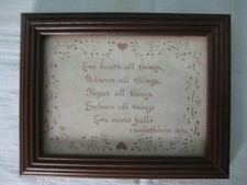 Tiny Plaque 5 ins by 4 ins tall Design with Scissors Wedding Verse Love Is