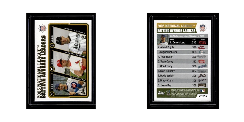 Derrek Lee Albert Pujols Miguel Cabrera 2005 Topps Updates Highlights #UH142 NM - Image 3 of 3