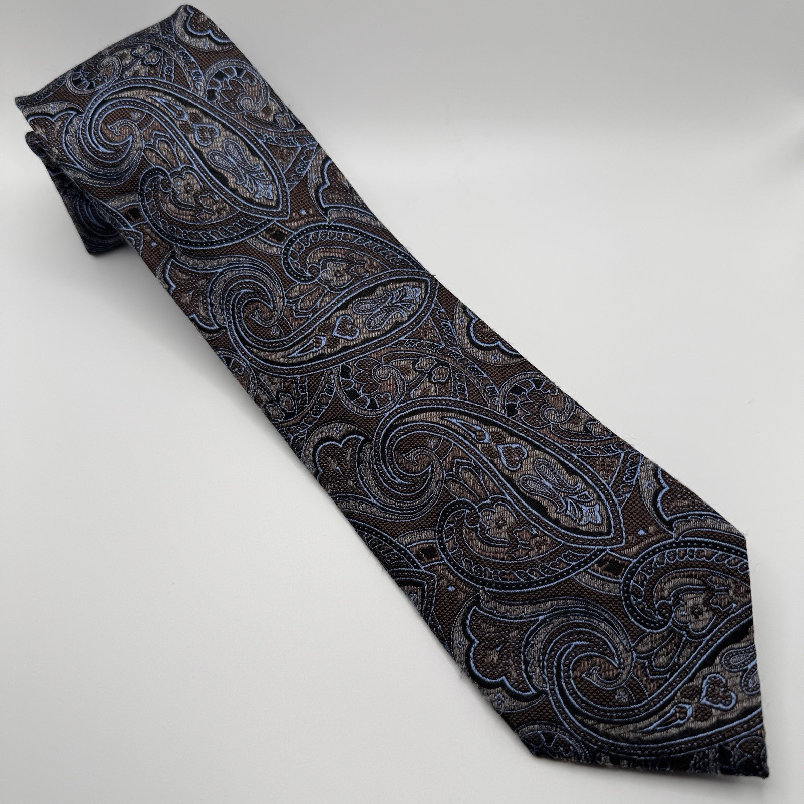 Stafford Tailored Culture Brown / Blue / Tan Paisley Men’s Tie 3.25”x59”