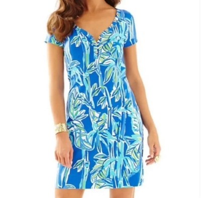 Lilly Pulitzer Small Palmira Tee Shirt Dress Blue Crush Short Sleeve V-Neck