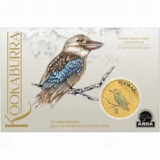 Australia 2025 KOOKABURRA Sydney ANDA Money Expo GILDED $1 1 Oz Silver Perth OGP