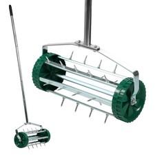 Hand Lawn Scarifier Aerator Manual Steel Garden Tool 3.3cm Nails Handle (used)