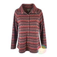 Woolrich Sweater Jacket Women M Southwestern Aztec Print 100% Cotton Snap Shacke