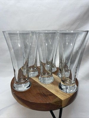 6 Pilsner Glasses by Libbey Flare Clear 7 1/4''