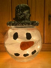 Handmade Primitive LIGHT UP Snowman Globe Tabletop Decor Shelf Sitter