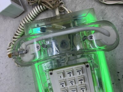 VTG 1980's ROXANNE 9221-8 Clear Lucite Light Up NEON Green Push