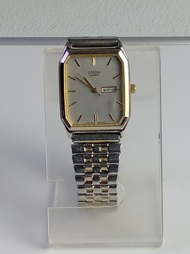 Vintage Citizen Men’s Dress Watch Quartz Octagon Gold Tone W/Day & Date