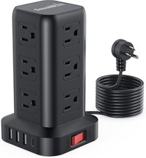 Surge Protector Power Strip Tower, 10Ft Cord, 12 AC  4 USB Ports