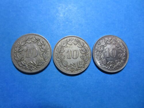 Switzerland 1919 B, 1925 B, 1928 B Bern HELVETIA - 10 Rappen, 3 coin lot. - Picture 3 of 3