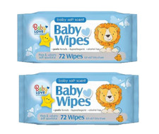 Pack Of 2 Baby Love 11932-12 Spunlace Baby Wipes, Alcohol-Free, 72-Ct.