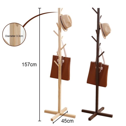 Solid Wooden Coat Rack Stand Clothes Hanger Garment Standing Hallway Hat Bag Au - Picture 9 of 14