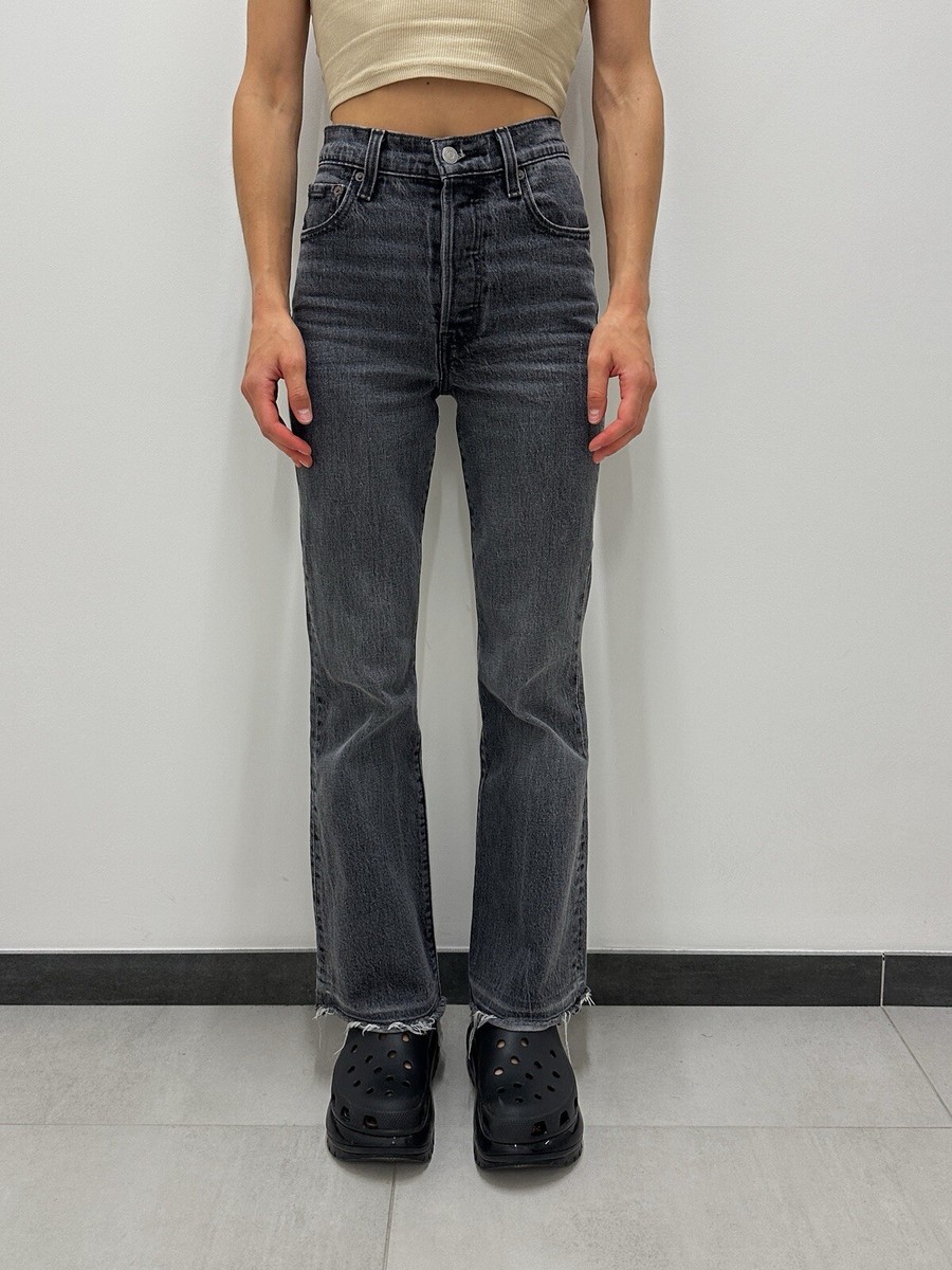 Levis Grey Womens Ribcage Classic High Rise Flare Jeans Gray Size