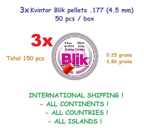 3x Kvintor Blik Kwintor Blik 4.5 mm .177 50 pcs Airgun pellets Air rifle pellets