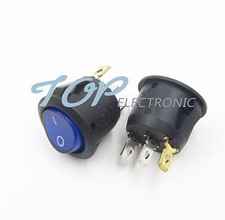 20Pcs Mini 3 Pin Round SPDT ON-OFF Rocker Switch Snap-in Blue