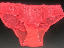 Vintage Victoria  s Secret Lace Bikini Panties Melon Sz Lg NOS