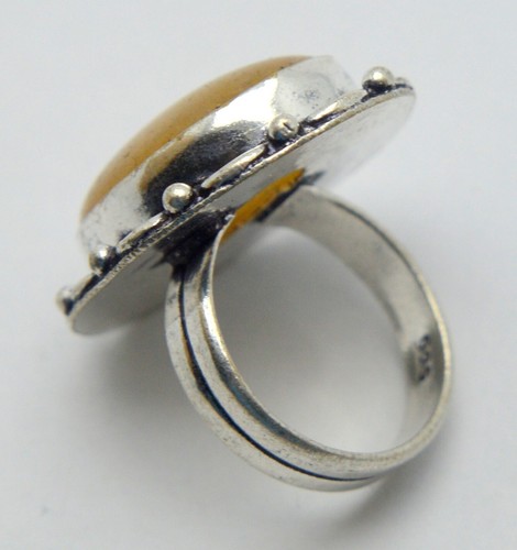 ANELLO ARGENTO 925 PIETRA MINERALE CALCITE GIALLA - Foto 5 di 6