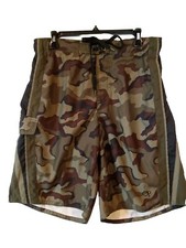 OP Ocean Pacific Camo Board Shorts Mens 32 34 Cargo Green Woodland Camouflage
