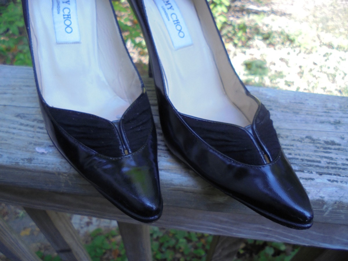 Jimmy Choo Woman's 5 1/2 to 6 36 Black Leather & Velvet High Heels