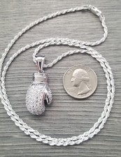 cadena torsal y guante plata 925 / cadena cuerda y guante de boxeo plata 925.