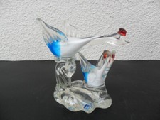 COUPLE D'OISEAUX EN VERRE DE