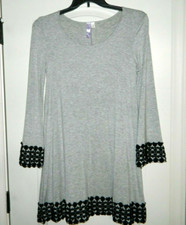 Women's Gray Dress w/Black Crochet Trim Size Small