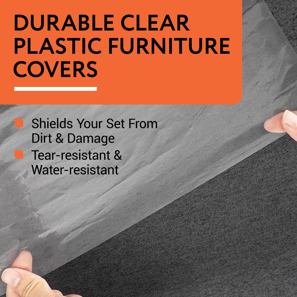 [Variety 4 Pack] Plastic Furniture Covers for Moving & Storage
