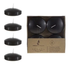 Mega Candles - Unscented 3" Floating Disc Candles - Black, Set of 12