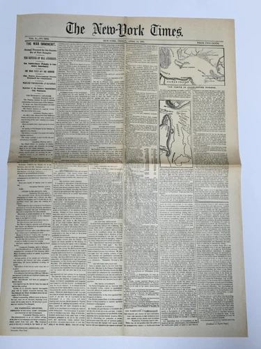 April 12 1861 The New York Times Newspaper 1960 Reprint Civil War Reproduction