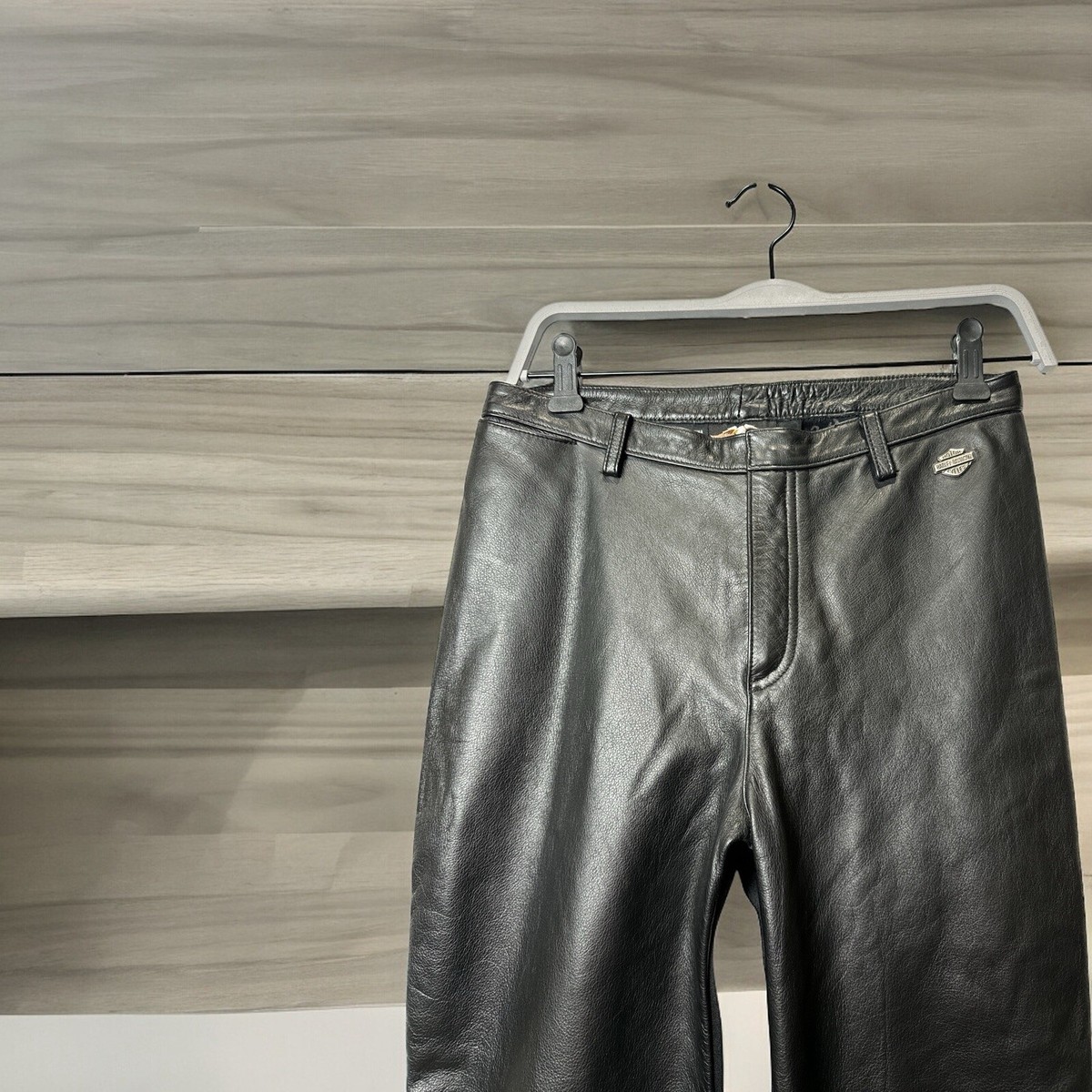 Harley Davidson Motor Pants Leather Front Spandex Back SZ 36/8