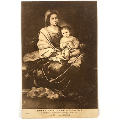 Musee du Louvre Murillo La Vierge au Chapelet Vintage France Fine Art Postcard