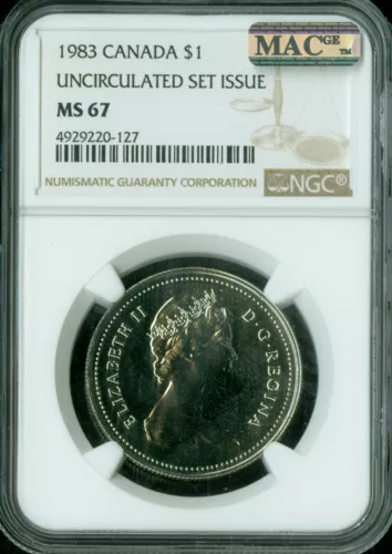 1983 CANADA DOLLAR NGC MS67 PQ MAC SPOTLESS POP 2 .