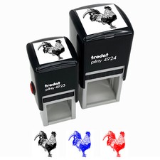 Handsome Rooster Chicken Self-Inking Rubber Stamp Ink Stamper