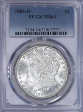 1884-O Morgan Silver Dollar $1 PCGS MS64 - Beautiful Flashy Coin, New Holder!