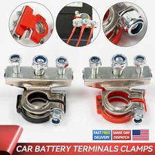 2Pcs Auto Battery Terminal Quick Connector Cables Clamps 3Way Positive Negative