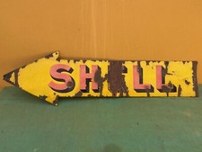 CARTELLO FRECCIA SHELL INSEGNA TABELLA TARGA SMALTATA ENAMEL SIGN PUBBLICITA'