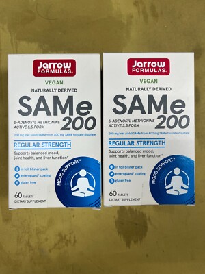 2 New Jarrow Formulas Vegan SAMe 200mg - 60 Tablets Each Box Exp. 05/2026