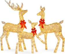 Christmas Lighted Deer Family Set- GOLD  3 Piece  Front Yard- Holiday