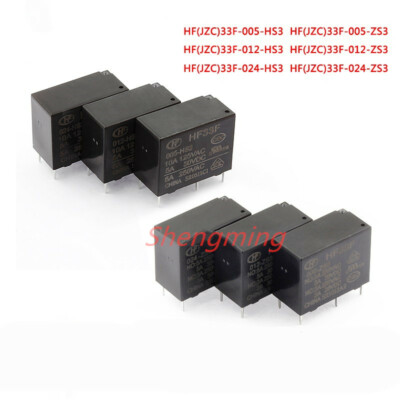50pcs JZC-33F 005 012 024 -HS3 ZS3 5V12V24V 4pin/5pin 5A HF33F Relay