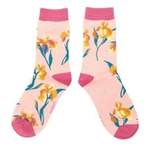 Miss Sparrow Ladies Novelty Wild Iris Dusky Pink Bamboo Womens One Size Socks