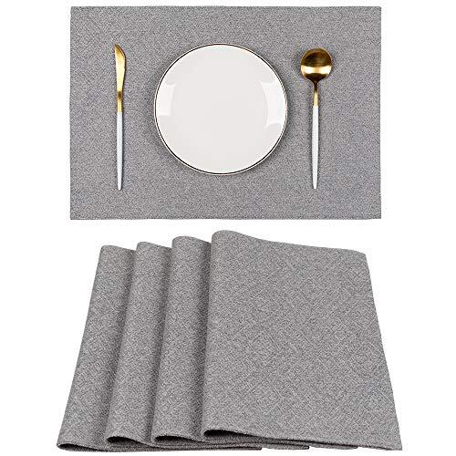 Grey Cloth Placemats Machine Washable, Durable Placemat for Set of 4 03 | Grey - Picture 1 of 6