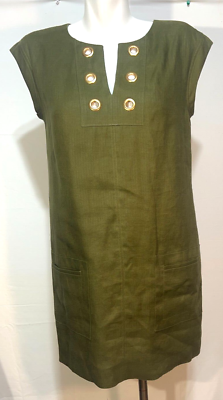 J Crew Women Linen Ivy Olive Green Khaki Dress 4 XS Lined | eBay