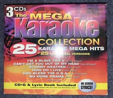 The Mega Karaoke Collection 25 MEGA HITS on 3 CD's Lyric Book Included CD G