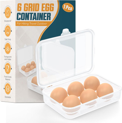 Egg Holder Camping, 1Pcs 6 Grid Egg Container for Camping, Plastic Egg Carrier f