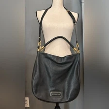 Marc by Marc Jacob Black Pebbled Leather Crossbody Hobo Shoulder Bag