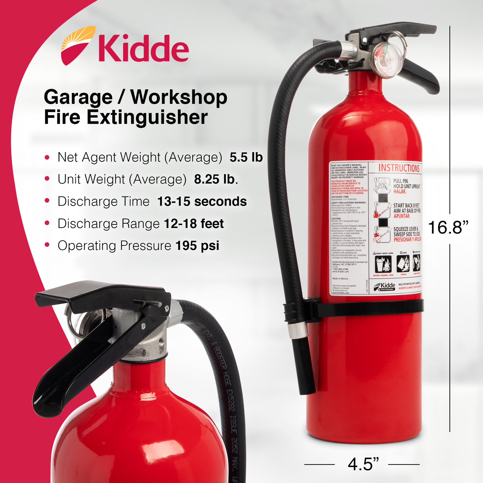 Kidde Fire Extinguisher, UL Rated 3A40BC, Dry Chemical ABC eBay