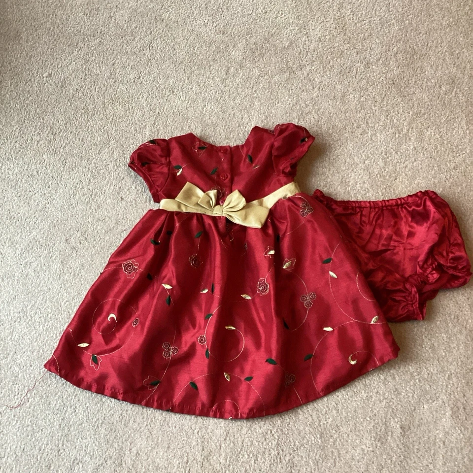 VESTIDO DE FIESTA/TEMPORADA NAVIDEÑA GEORGE INFANTIL 24 MESES, ROJO CON FLORAL, MANGA S Foto 3 de 3
