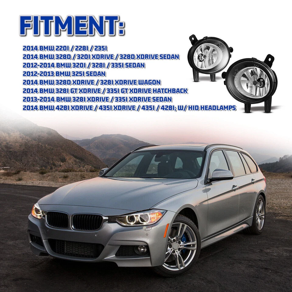 Clear Fog Lights Replacement for 2012 2013 2014 2015 BMW 228i 320i 328i 335i L+R - Image 2 of 4
